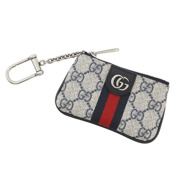 GUCCI Ophidia Key Case GG Supreme/Leather Beige/Navy 671722 - Picture 1 of 10